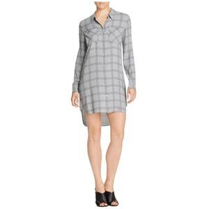 Eileen Fisher Plaid Silk Georgette Crepe Shirt Dress NWT Size Small
